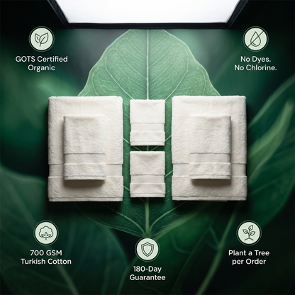 Ensemble de six serviettes de bain bio de luxe | Serviettes douces, moelleuses et écologiques