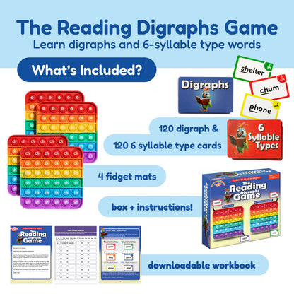 1st Grade Classroom Bundle by The Fidget Games, colorful digraphs cards and fidget mats on Tampa Home & Garden Store