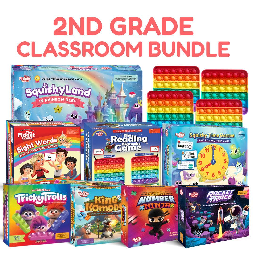 2nd Grade Classroom Bundle educational toys by The Fidget Game with rainbow pop-it fidgets on Tampa Home & Garden Store