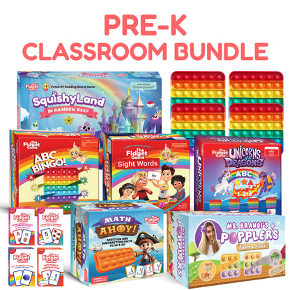 Pre-K Classroom Bundle educational toys by The Fidget Games, rainbow pop-it trays and colorful learning games on Tampa Home & Garden Store