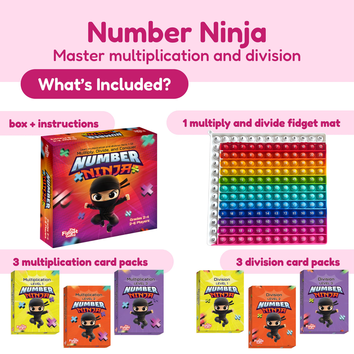 Educational toy bundle The Fidget Games Number Ninja set with math cards and colorful abacus on Tampa Home & Garden Store