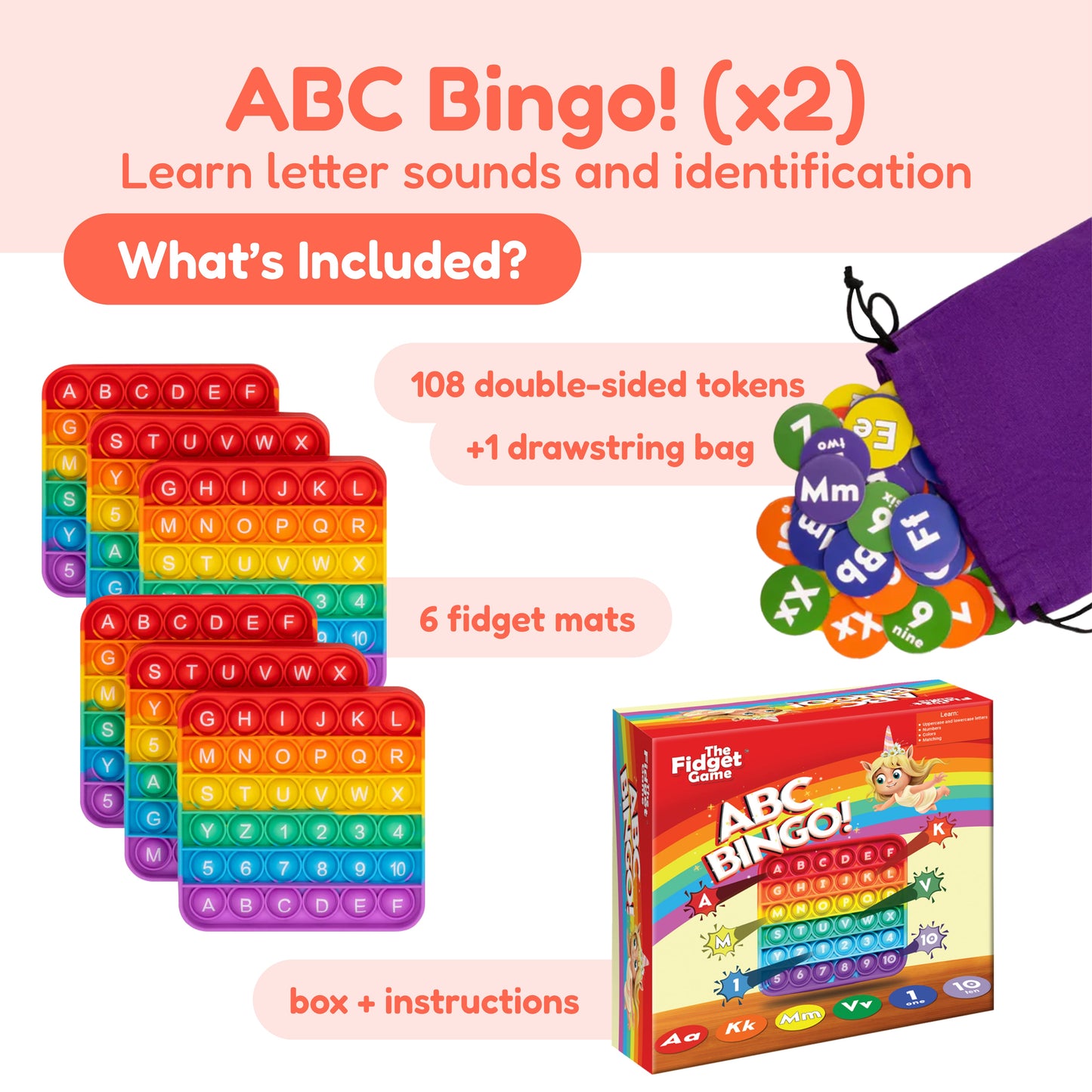 Ultimate School Bundle for K-5 by The Fidget Games with alphabet pop-its and ABC Bingo on Tampa Home & Garden Store