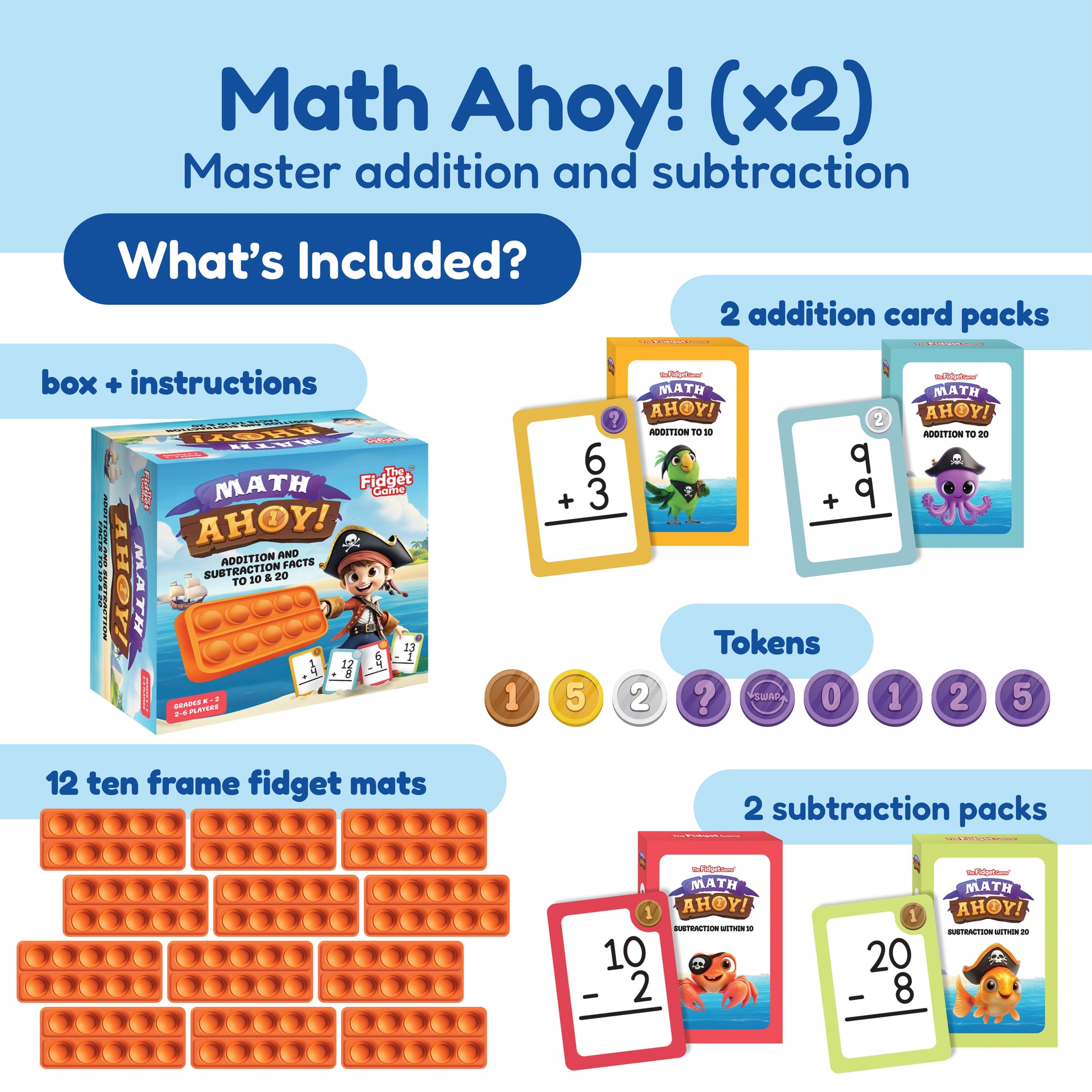 Ultimate School Bundle for K-5 toys by The Fidget Games with add/sub cards and ten-frame mats on Tampa Home & Garden Store