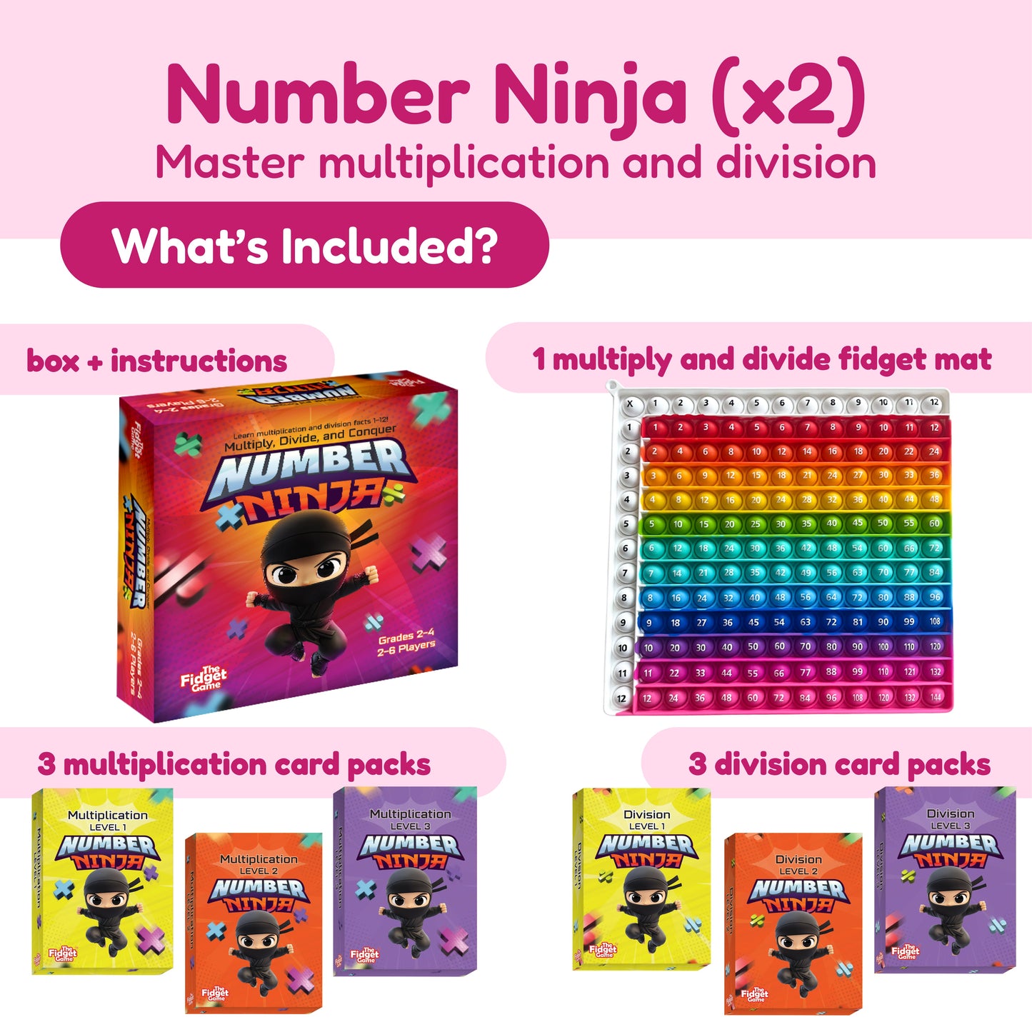 The Fidget Games School Bundle for K-5 toys with Number Ninja x2 and rainbow abacus on Tampa Home & Garden Store