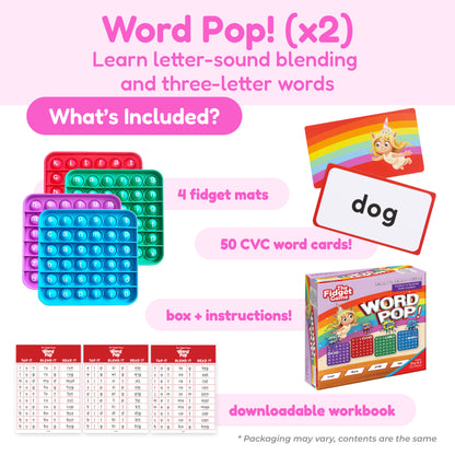 Ultimate School Bundle for K-5 by The Fidget Games with four colorful fidget mats and word cards on Tampa Home & Garden Store