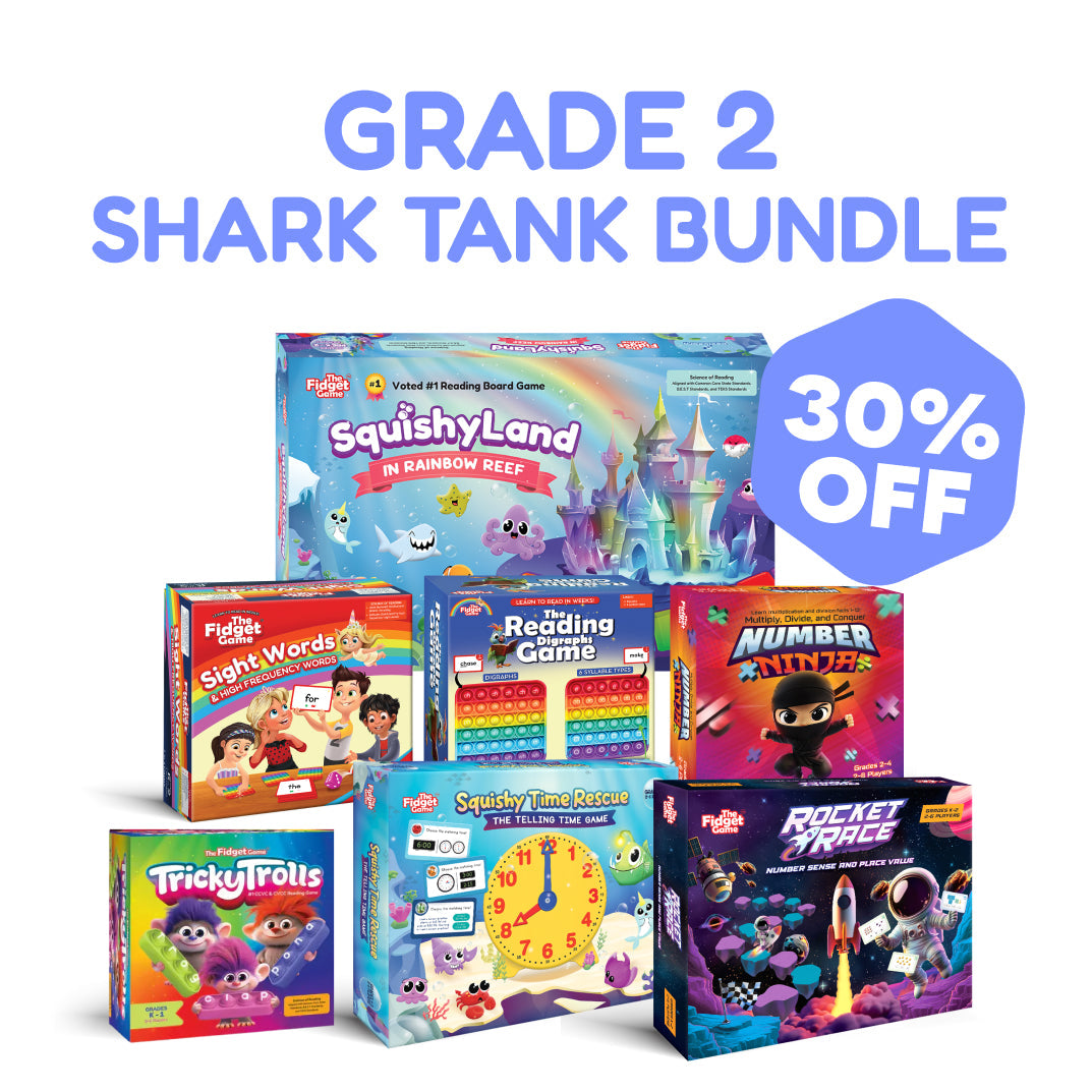 Grade 2 Shark Tank Bundle educational toys; boxed games include SquishyLand and Reading Game on Tampa Home & Garden Store
