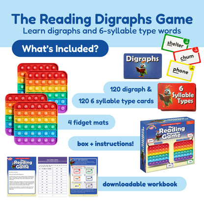 Grade 1 Shark Tank Bundle by The Fidget Games with 120 digraph cards and 120 6-syllable cards on Tampa Home & Garden Store
