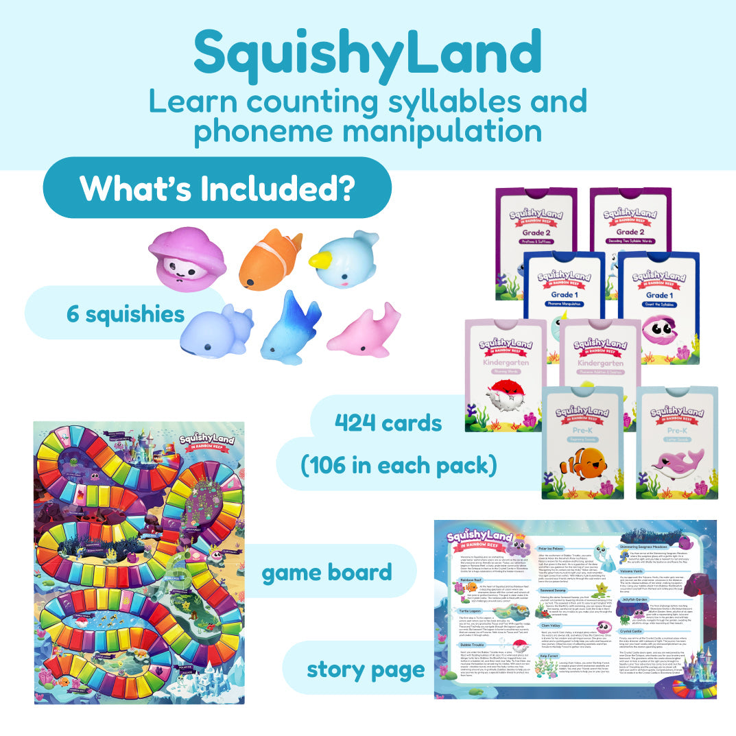Grade 1 Shark Tank Bundle by The Fidget Games with SquishyLand 6 squishies and 424 cards board on Tampa Home & Garden Store