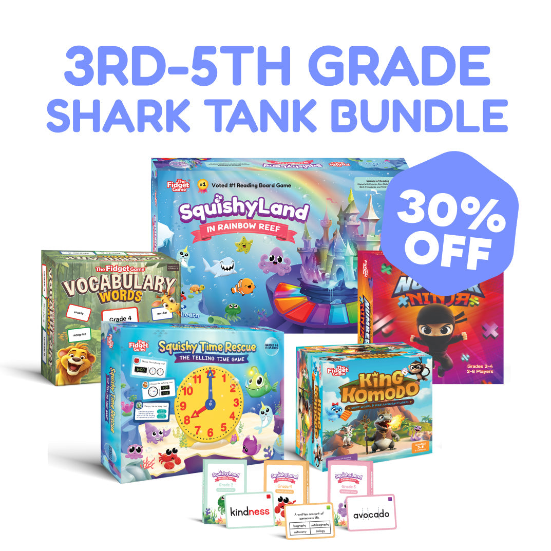 3rd-5th Grade Shark Tank Bundle educational toys by The Fidget Games with 5 titles in game boxes on Tampa Home & Garden Store