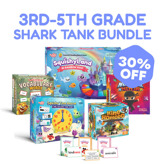 3rd-5th Grade Shark Tank Bundle educational toys by The Fidget Games with 5 titles in game boxes on Tampa Home & Garden Store