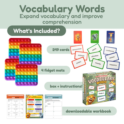 Grade 3-5 Shark Tank Bundle 249 vocabulary cards and 4 rainbow pop-it mats by The Fidget Games on Tampa Home & Garden Store
