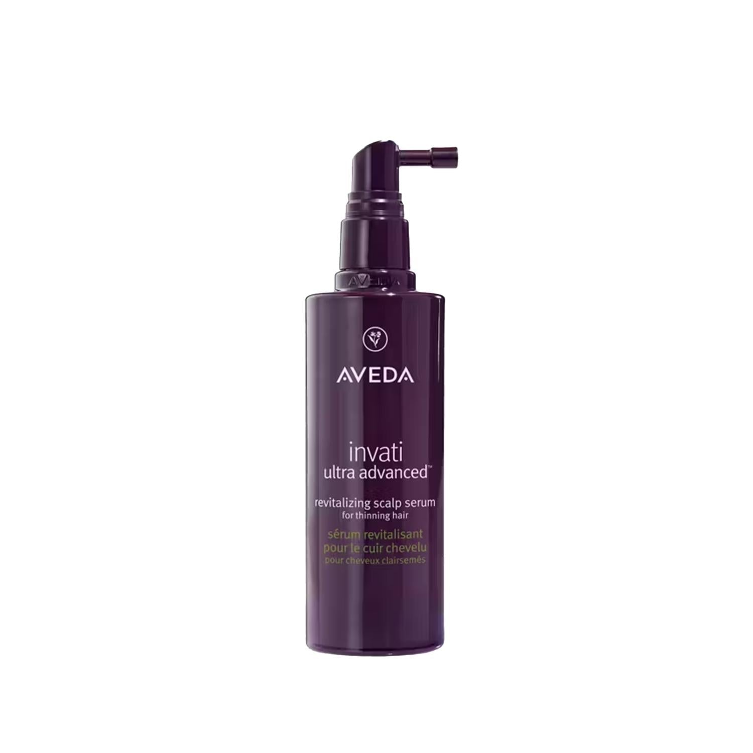 Aveda Invati Ultra Advanced Hair Serum bottle with purple pump, revitalizing scalp serum on Tampa Home & Garden Store