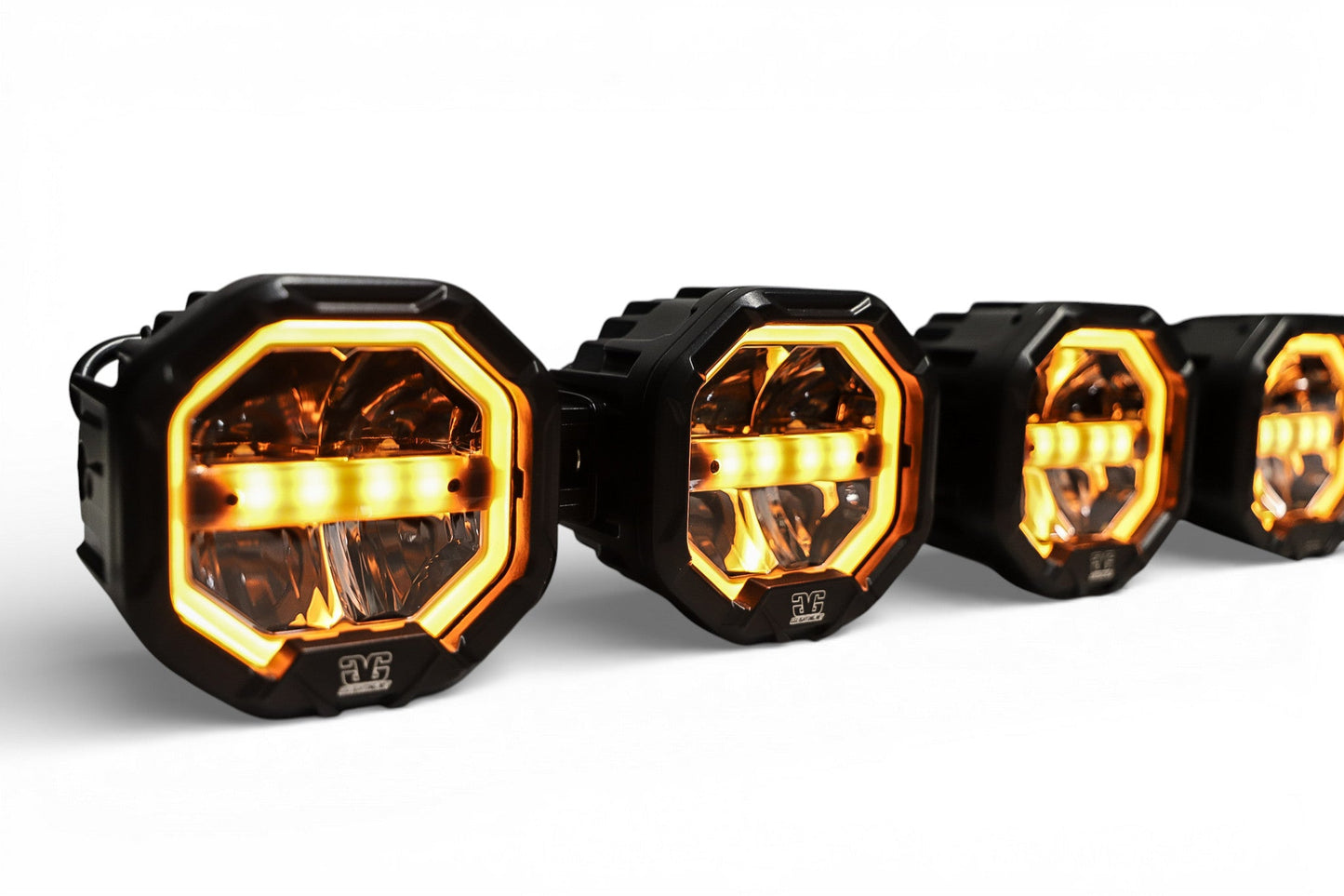 7 Light U-Con Interlocking Off Road LED Pod With Amber or White DRL Running Light