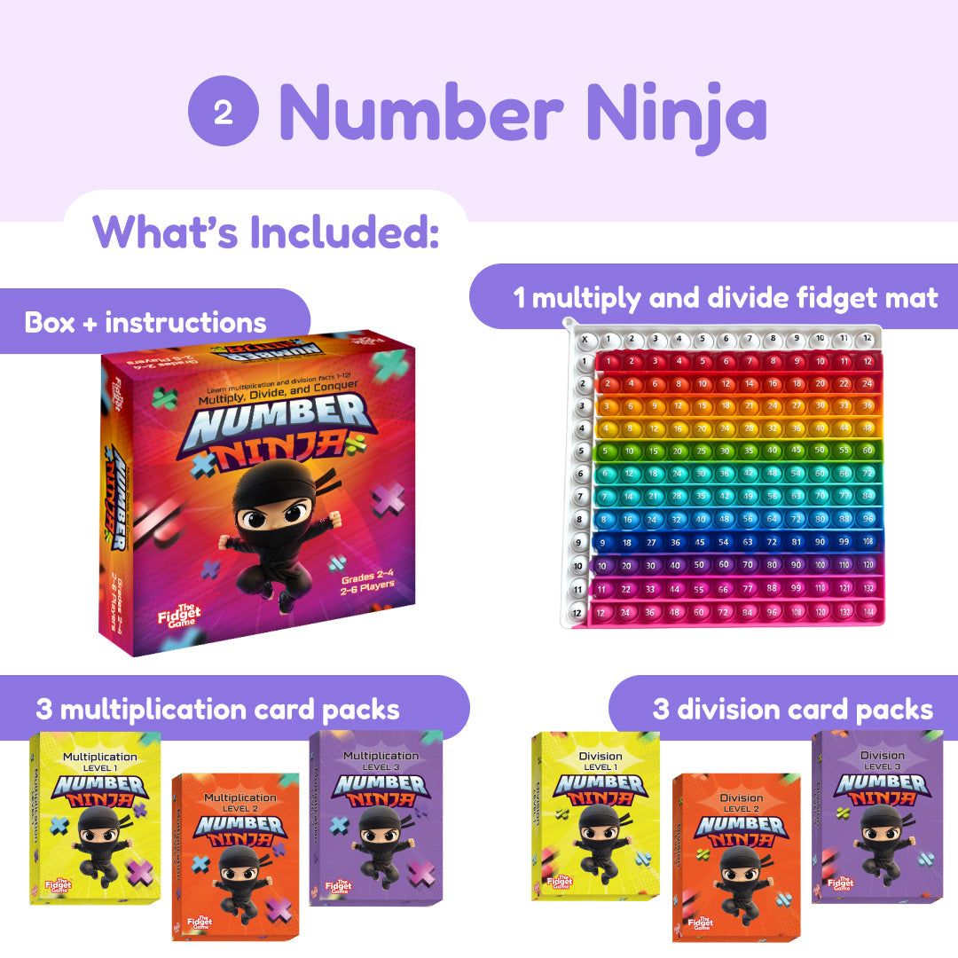 Ultimate Math Bundle board game by The Fidget Games with box, colorful mat, and 6 card packs on Tampa Home & Garden Store
