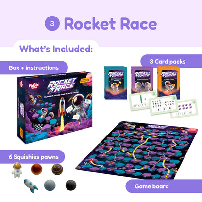 Ultimate Math Bundle educational board game by The Fidget Games with Rocket Race box on Tampa Home & Garden Store