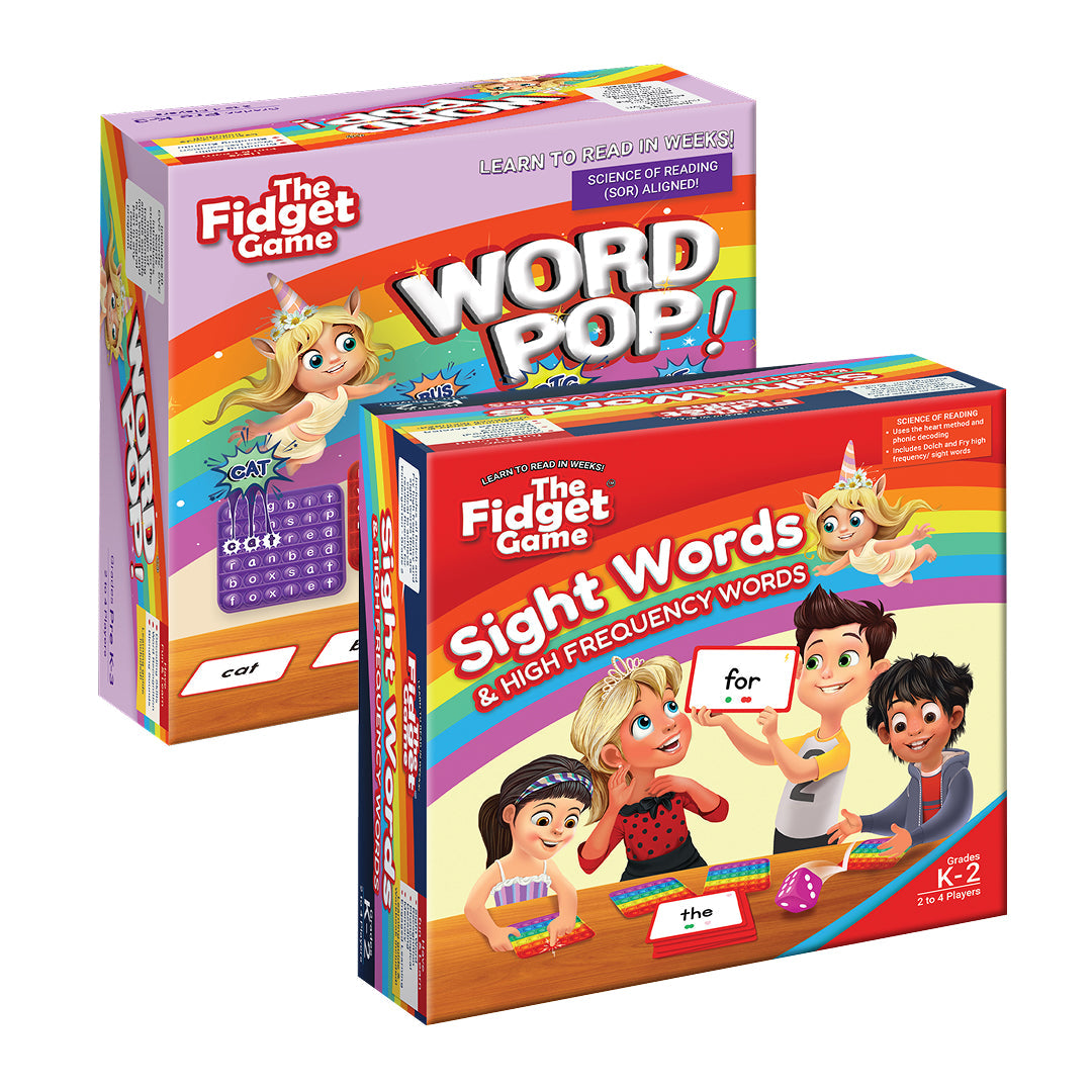 Ultimate Reading Bundle The Fidget Game Word Pop rainbow box & Sight Words set with kids on Tampa Home & Garden Store