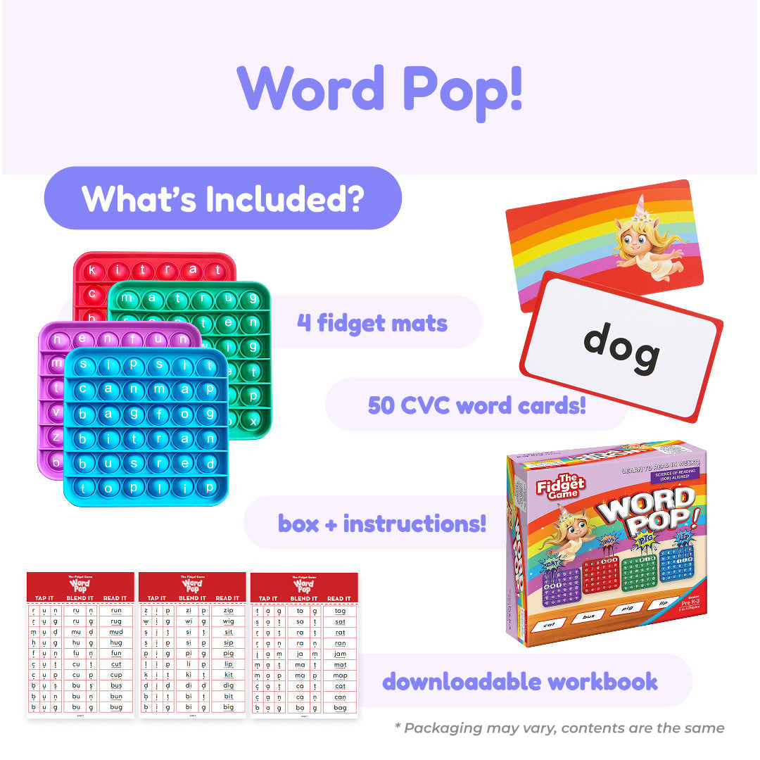 Ultimate Reading Bundle by The Fidget Games featuring 4 colorful mats and 50 CVC word cards on Tampa Home & Garden Store