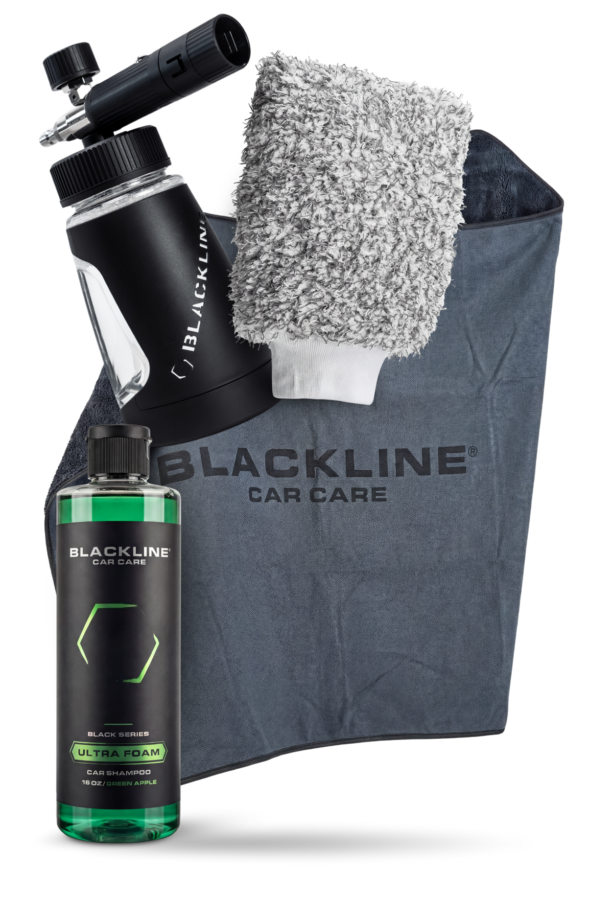 Blackline Ultra Series foam cannon with microfiber wash mitt and shampoo bottle in blue bag; fourpack on Tampa Home & Garden Store