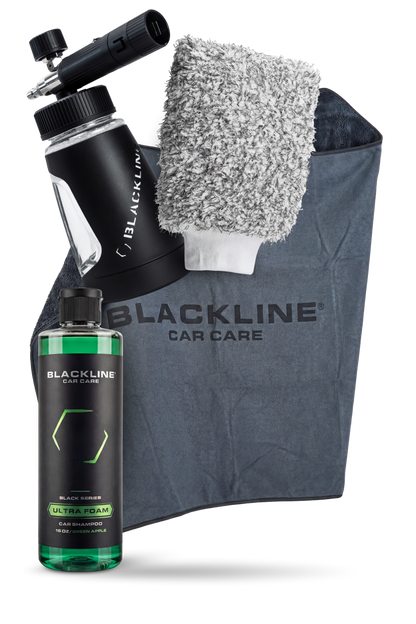 Blackline Ultra Series foam cannon with microfiber wash mitt and shampoo bottle in blue bag; fourpack on Tampa Home & Garden Store
