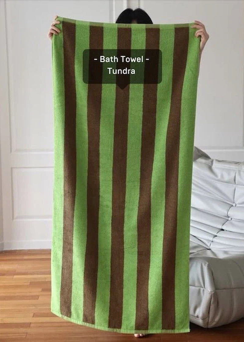 Ultra Soft Absorbent Retro Stripe Bath Towel - 100% Organic Premium Combed Cotton - Tampa Home & Garden Store