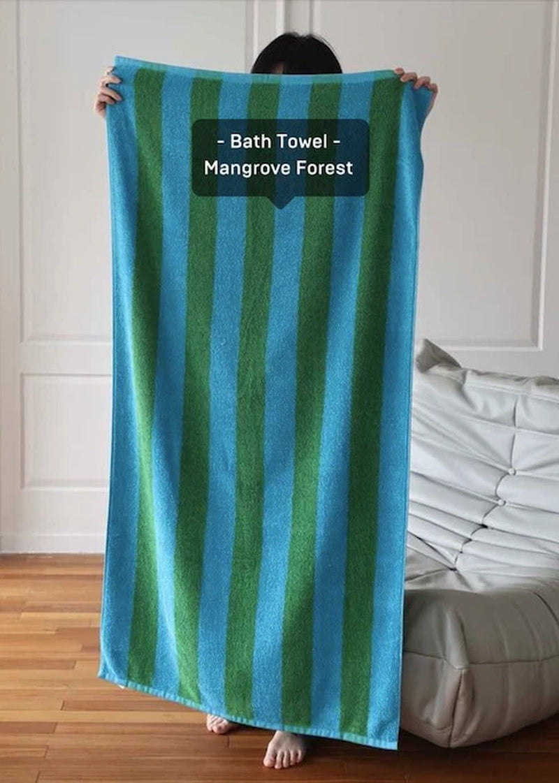 Ultra Soft Absorbent Retro Stripe Bath Towel - 100% Organic Premium Combed Cotton - Tampa Home & Garden Store