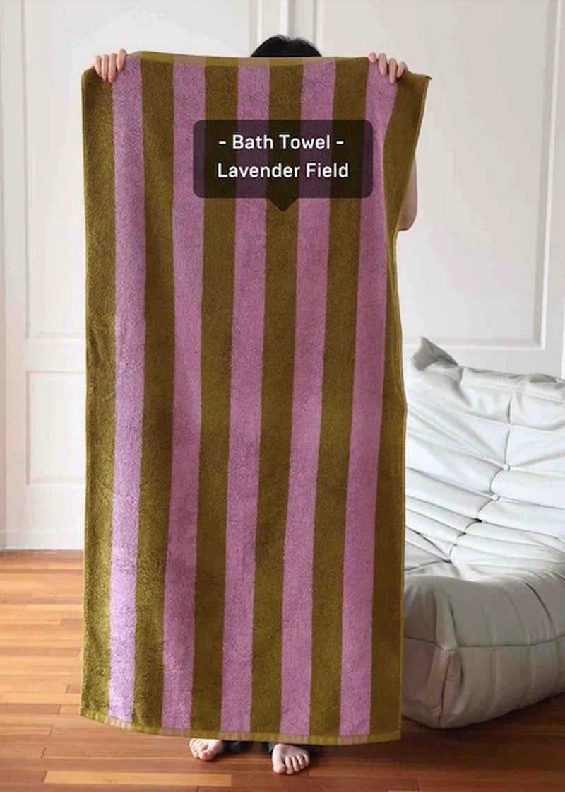 Ultra Soft Absorbent Retro Stripe Bath Towel - 100% Organic Premium Combed Cotton - Tampa Home & Garden Store