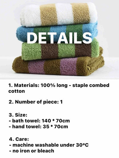 Ultra Soft Absorbent Retro Stripe Bath Towel - 100% Organic Premium Combed Cotton - Tampa Home & Garden Store