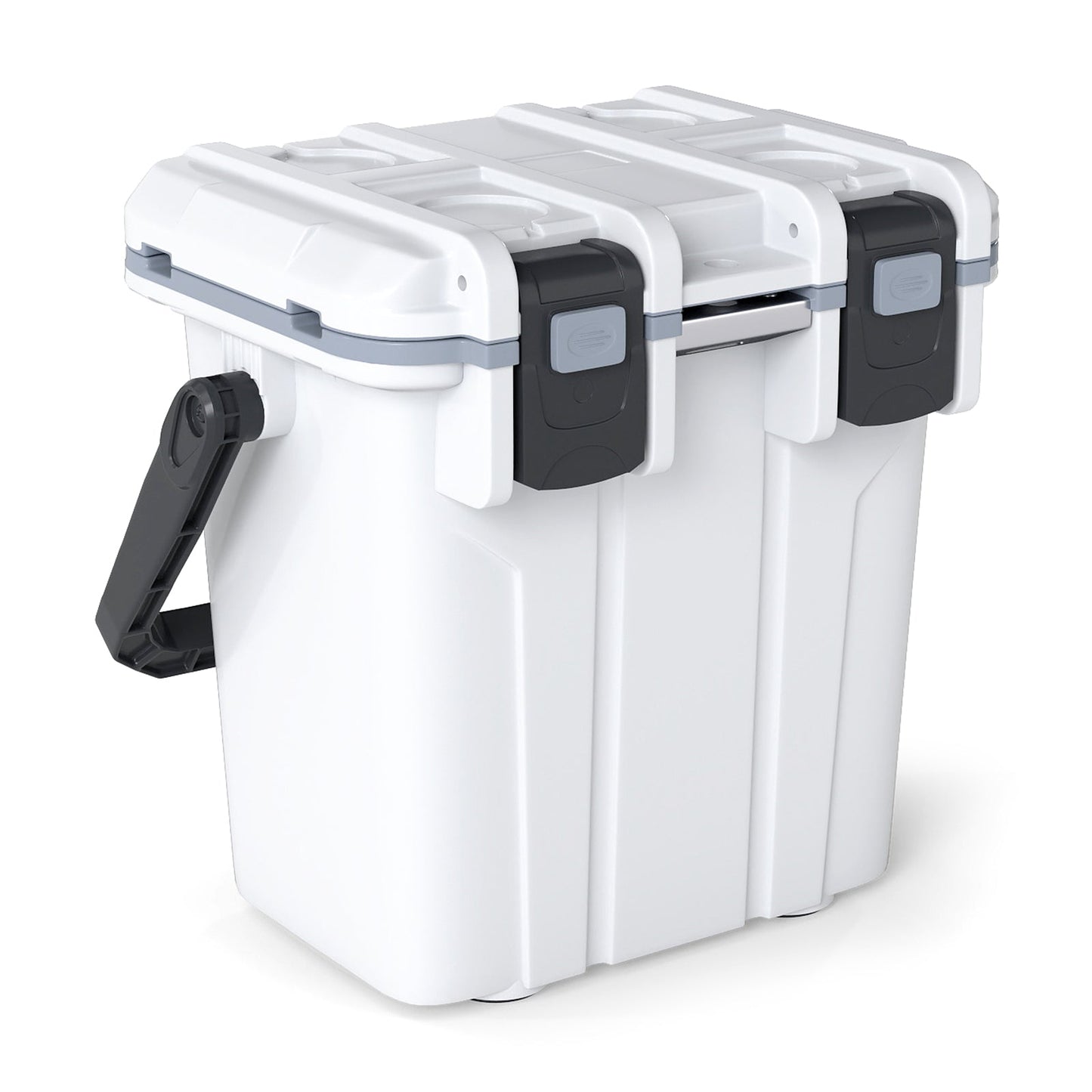 Ultra-Light Injection Molded Cooler 21 QT by GemGear white with gray latches on Tampa Home & Garden Store