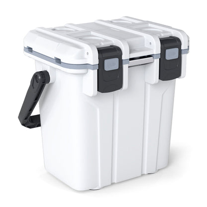 Ultra-Light Injection Molded Cooler 21 QT by GemGear white with gray latches on Tampa Home & Garden Store