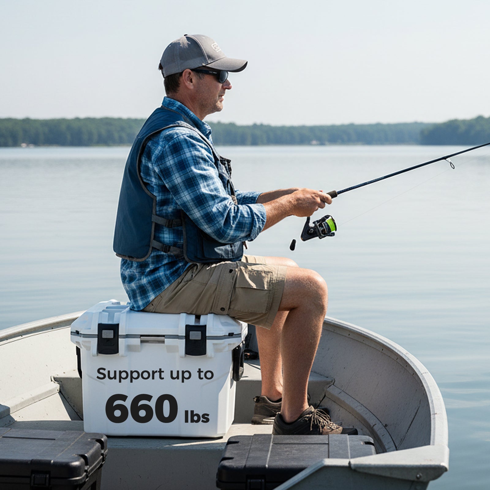 GemGear Ultra-Light Injection Molded Cooler 53 QT white hard ice chest on a boat on Tampa Home & Garden Store