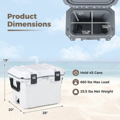 GemGear Ultra-Light Injection Molded Cooler 53 QT, white with black latches, holds 45 cans on Tampa Home & Garden Store