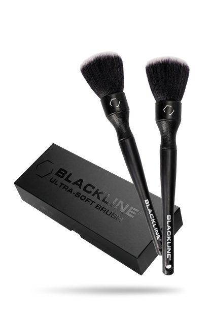 BLACKLINE Ultra-Soft Detail Brush Set, two black brushes with white bristles for car care on Tampa Home & Garden Store