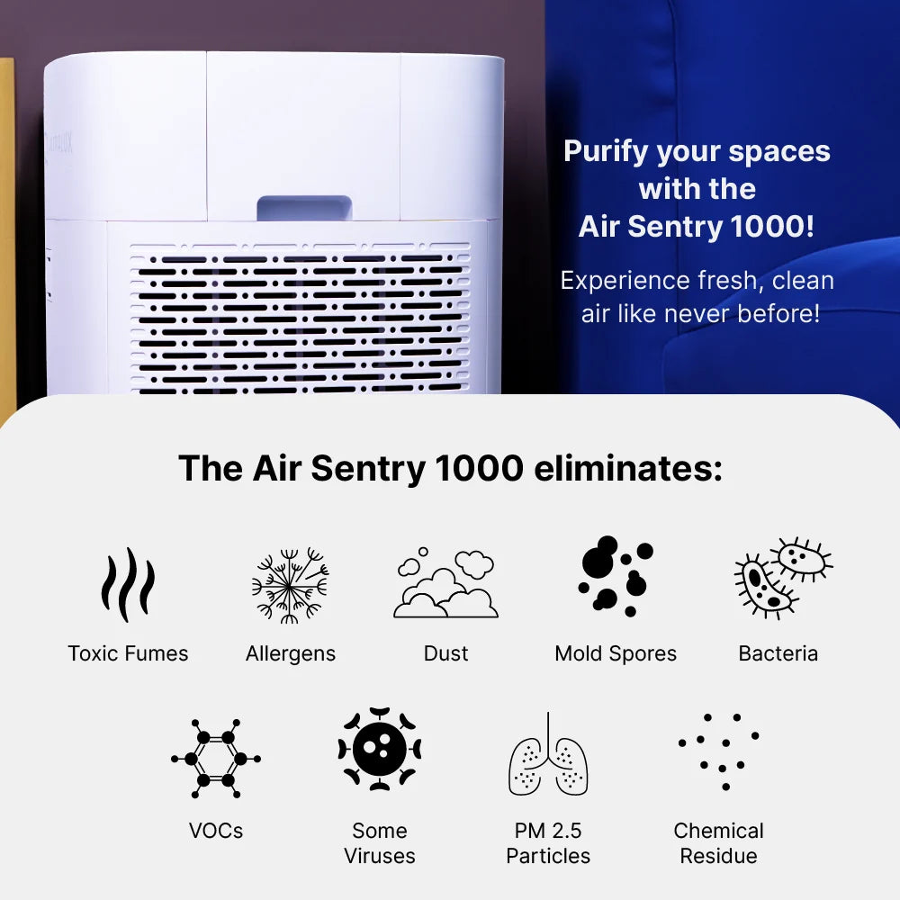 Air Sentry 1000 white air purifier by Emerge Survival with vented front panel on Tampa Home & Garden Store