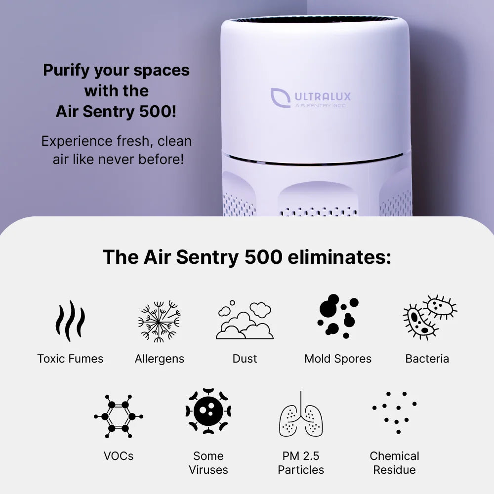 Air Sentry 500 white air purifier with Ultralux logo by Emerge Survival on Tampa Home & Garden Store