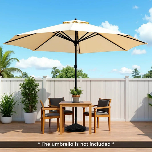 Outdoor Umbrella Base with shell texture water-sand fill black pedestal base on Tampa Home & Garden Store