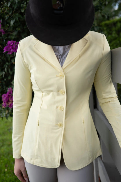 Grand Prix Quinn Show Jacket butter yellow, 4-button front with hidden zipper on Tampa Home & Garden Store
