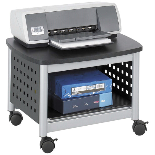 Under-Desk Printer Stand Mobile Office Cart in Black and Silver - Tampa Home & Garden Store