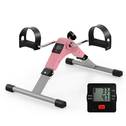 Under desk pedal exerciser pink frame with LCD display by DirectDeals for legs and arms on Tampa Home & Garden Store