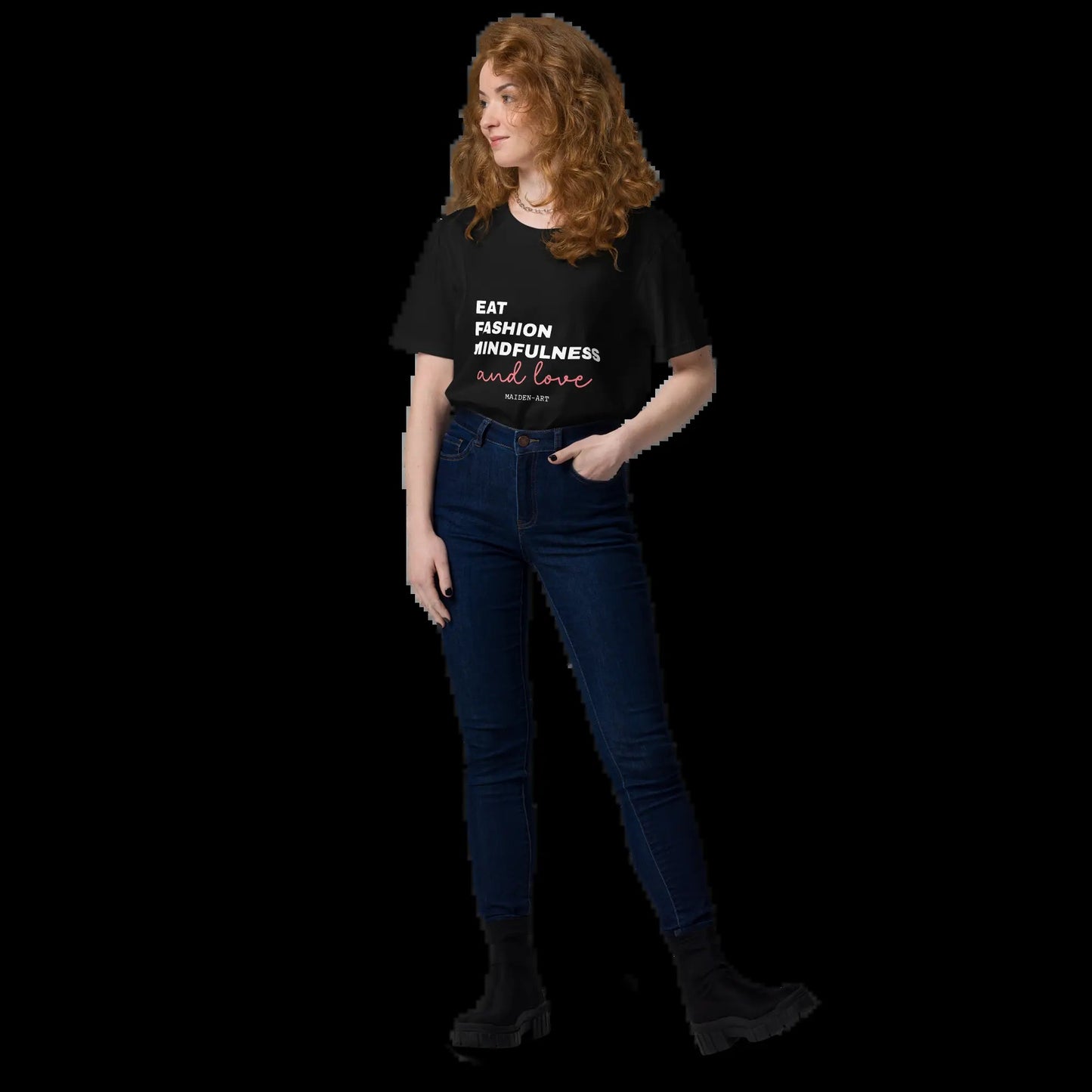 Unisex Organic Cotton T-Shirt –-Eat, Fashion Mindfulness and Love-– Eco-Friendly, Ethical & Stylish - Tampa Home & Garden Store