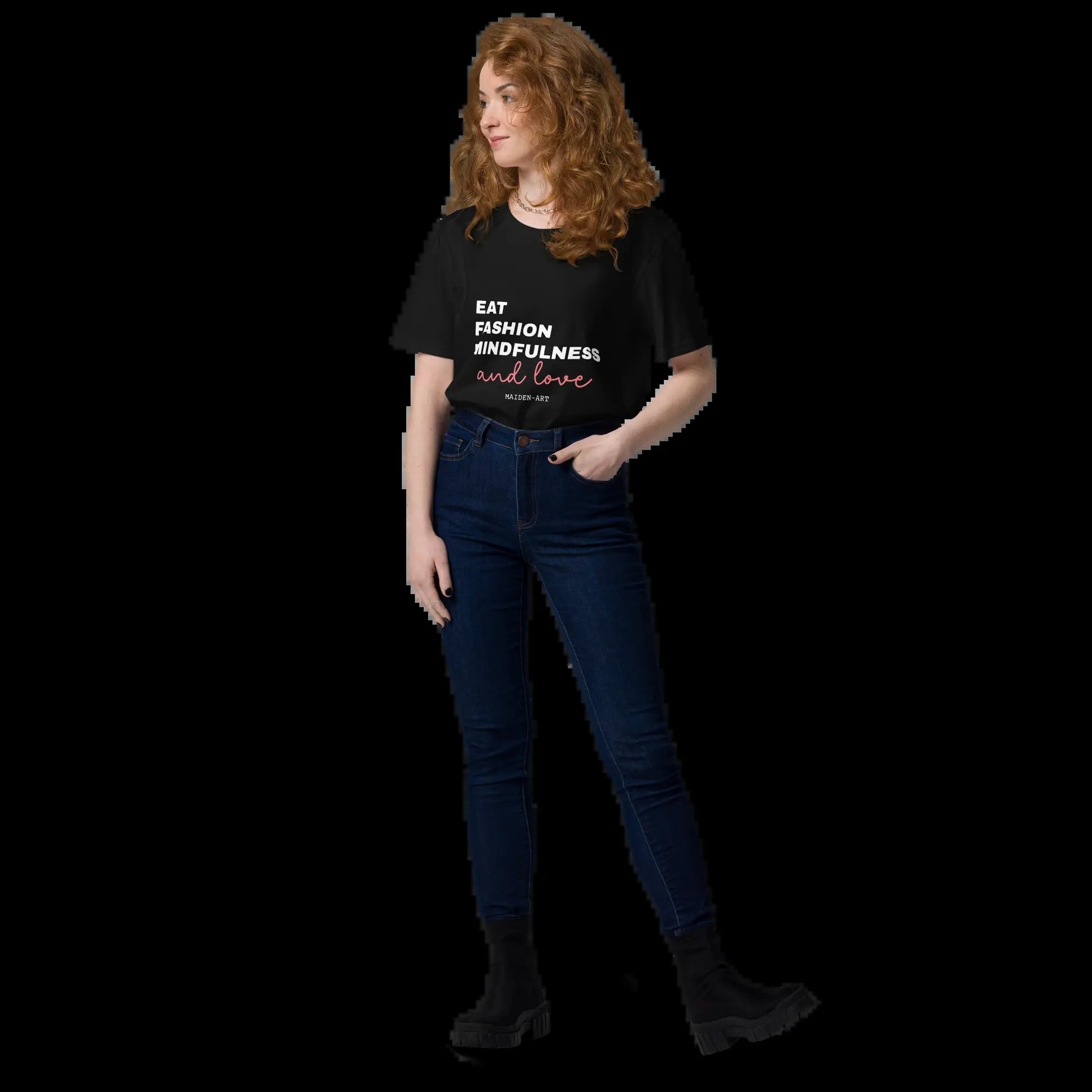 Unisex Organic Cotton T-Shirt –-Eat, Fashion Mindfulness and Love-– Eco-Friendly, Ethical & Stylish - Tampa Home & Garden Store