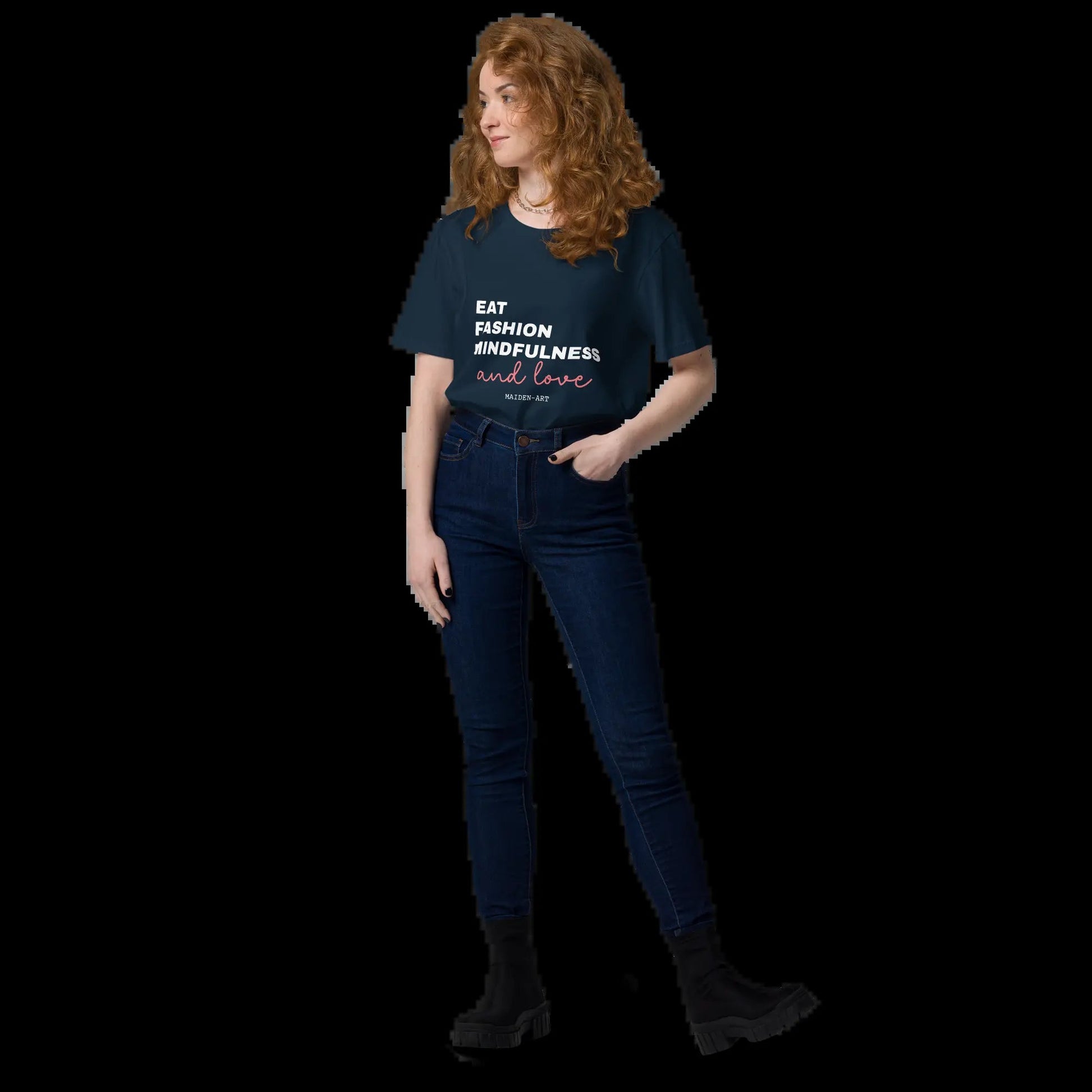 Unisex Organic Cotton T-Shirt –-Eat, Fashion Mindfulness and Love-– Eco-Friendly, Ethical & Stylish - Tampa Home & Garden Store