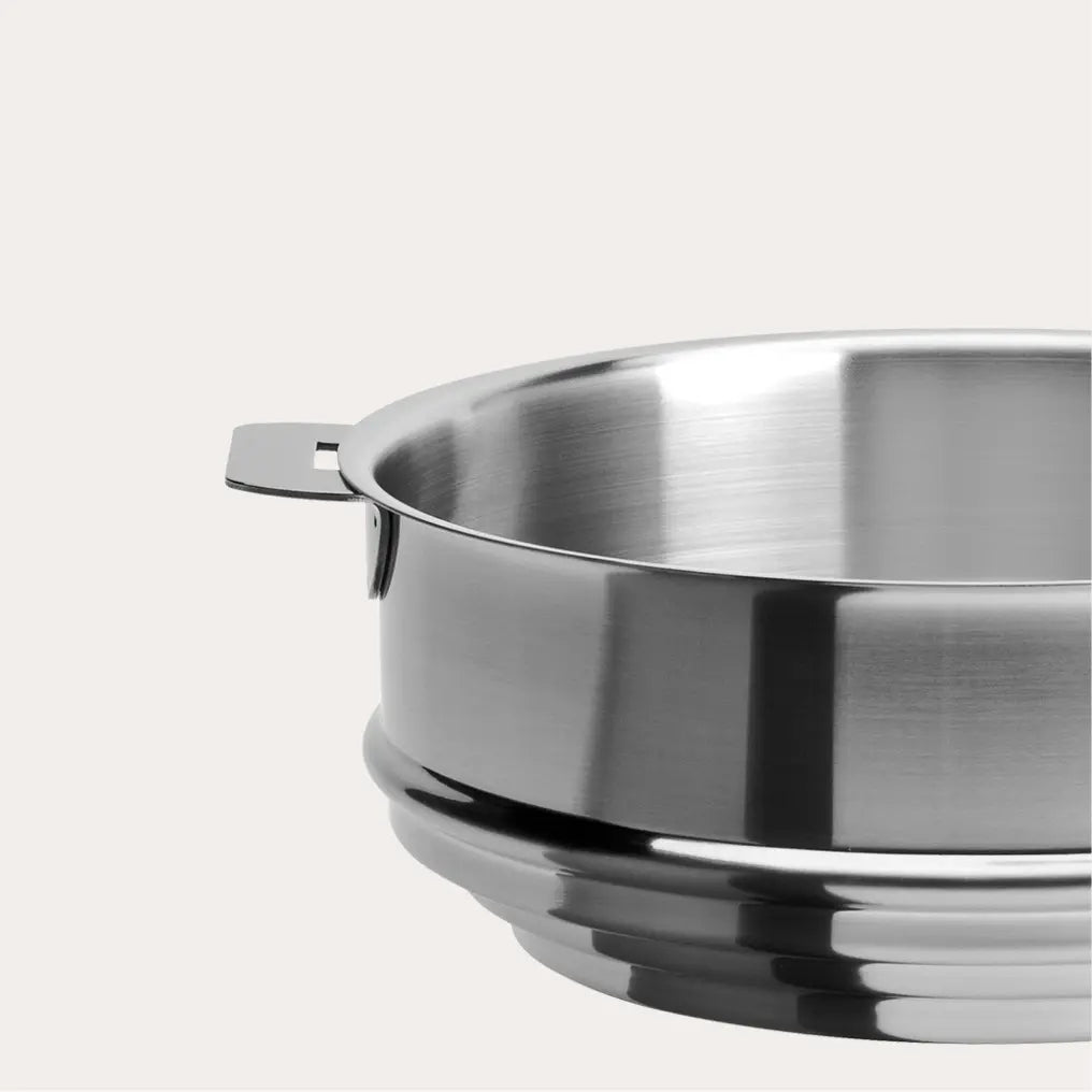 Universal Steamer basket insert in polished stainless steel with side handle on Tampa Home & Garden Store