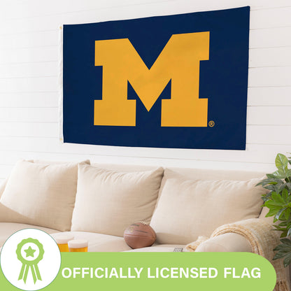 University of Michigan Single Sided Flag w/ 2 Grommets, 3'x5' - Tampa Home & Garden Store