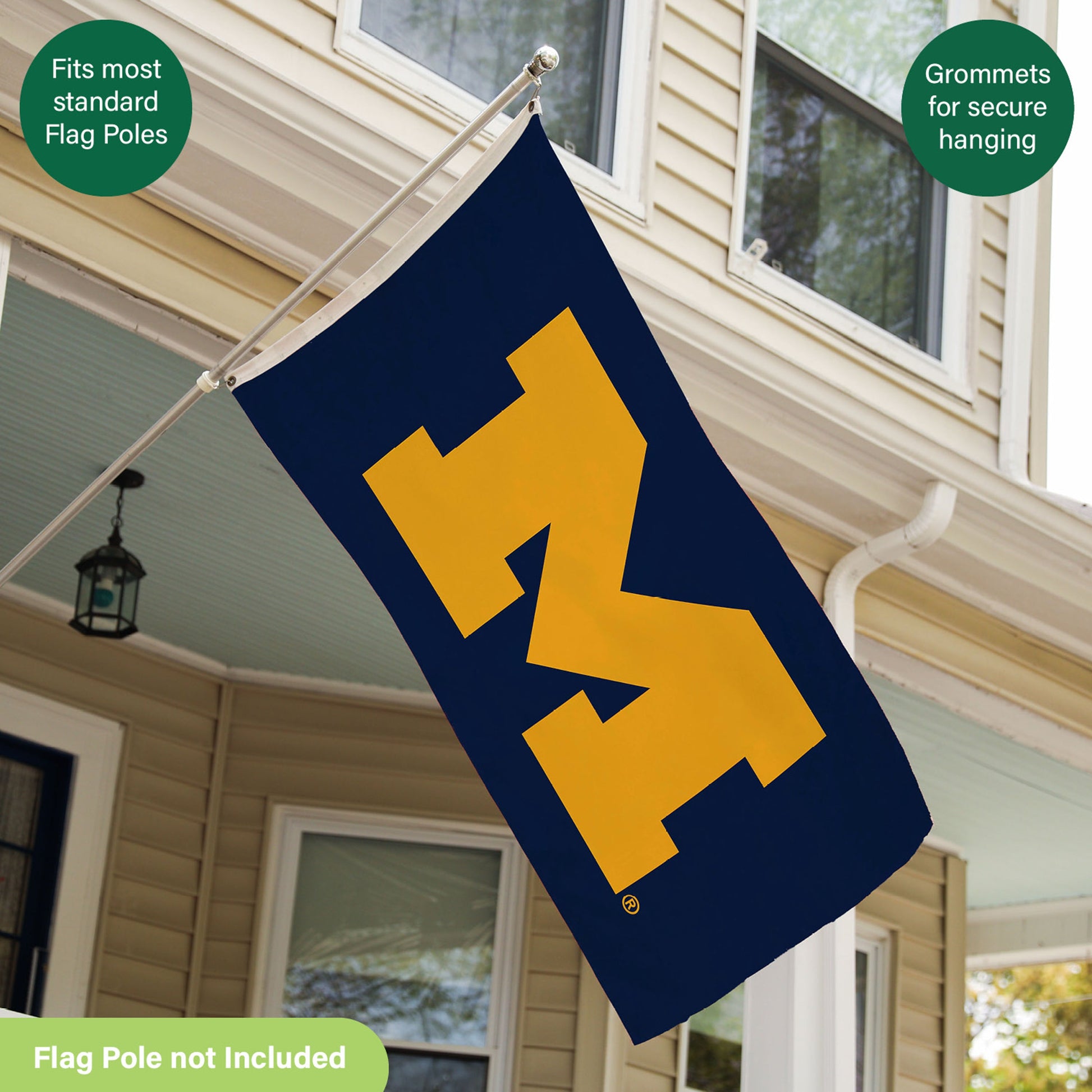 University of Michigan Single Sided Flag w/ 2 Grommets, 3'x5' - Tampa Home & Garden Store