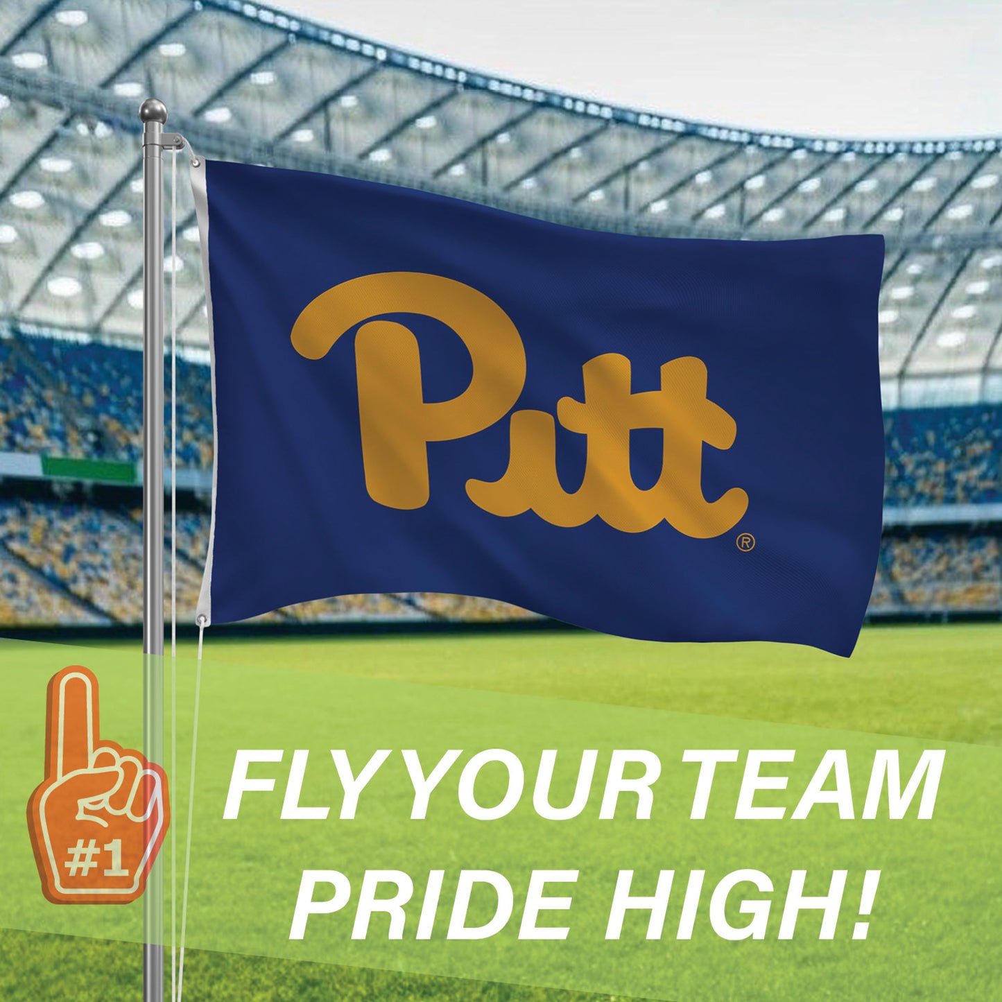 University of Pittsburgh Single Sided Estate Flag with 2 Grommets, 3'x5' - Tampa Home & Garden Store