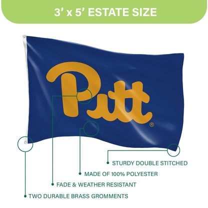 University of Pittsburgh Single Sided Estate Flag with 2 Grommets, 3'x5' - Tampa Home & Garden Store