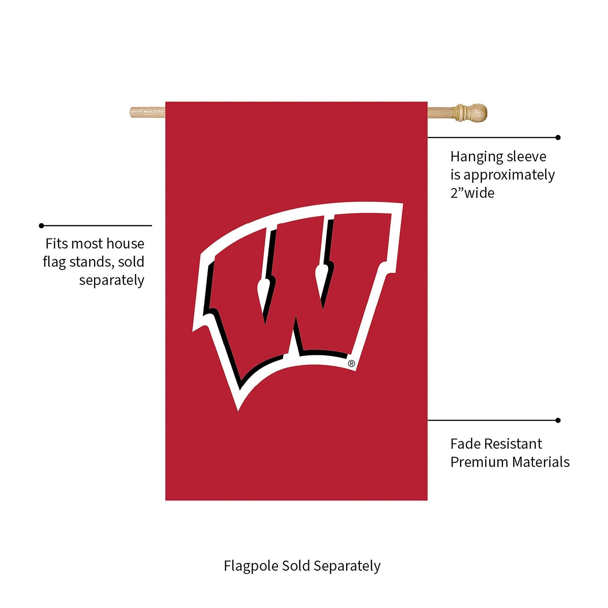 University of Wisconsin-Madison Applique House Flag - Tampa Home & Garden Store