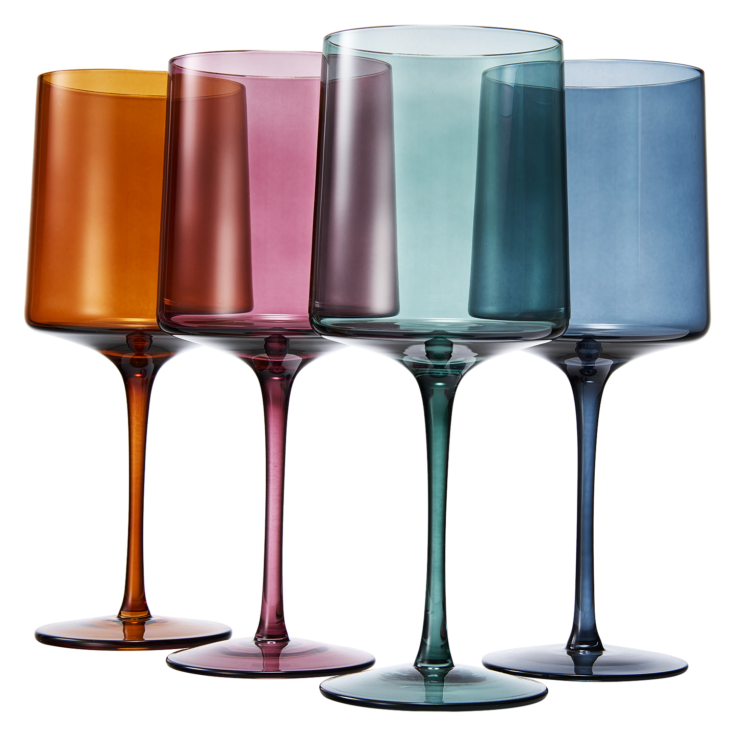 Classic Set of Six Tonal Stemmed Wine Glasses