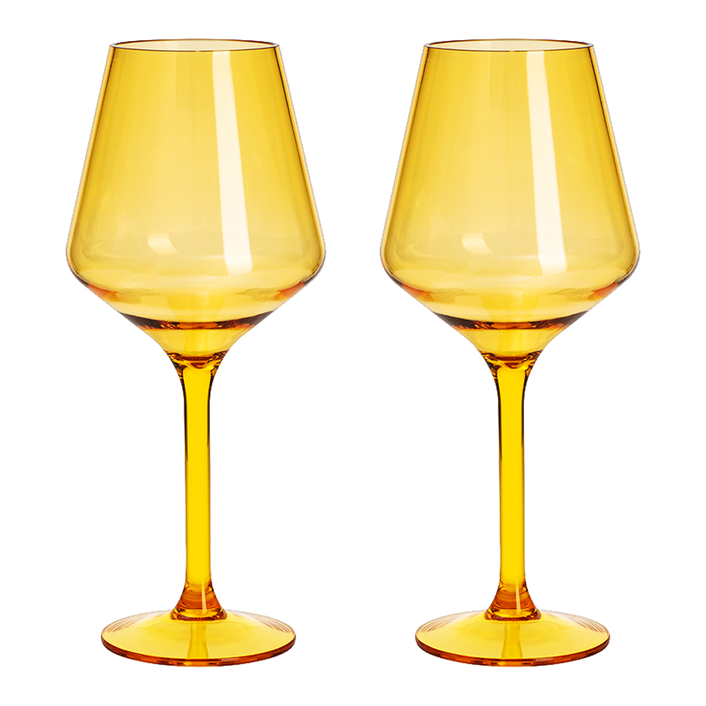 Yellow Acrylic Stemmed Wine Glasses Set of Two