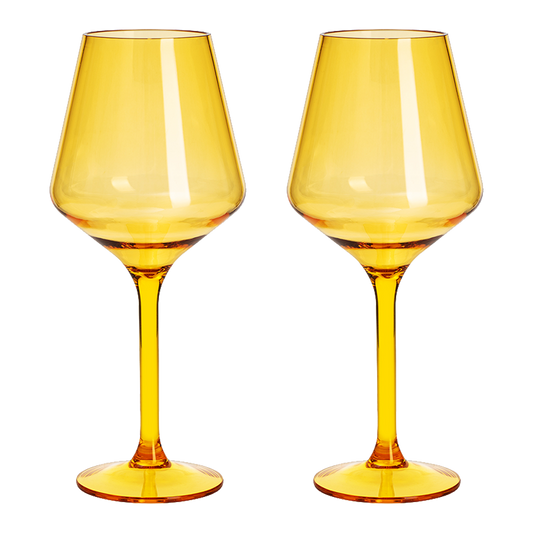 Yellow Acrylic Stemmed Wine Glasses Set of Two